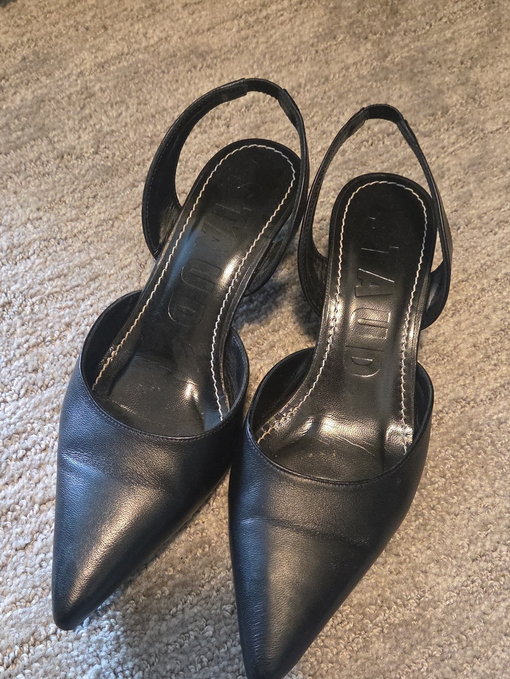 STAUD Black Pointed Slingback Heels